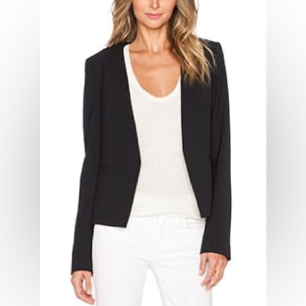 THEORY Open Front Cropped Blazer Jacket Black 0 - Picture 3 of 8